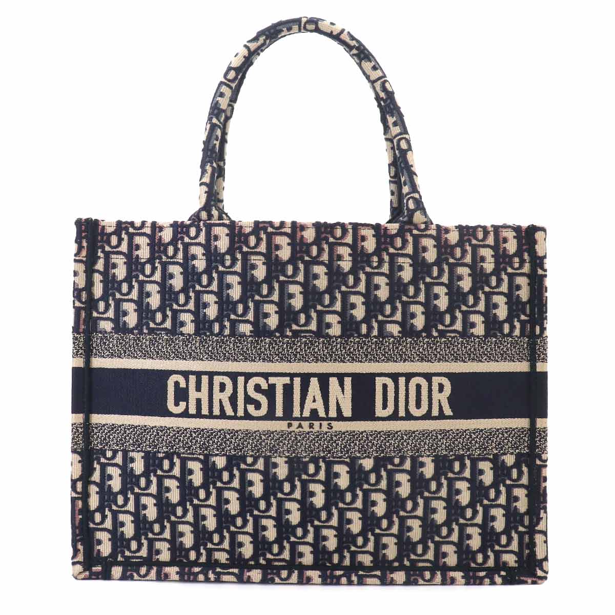 Oblique Book Tote Medium Bag Canvas Navy M1296ZRIW