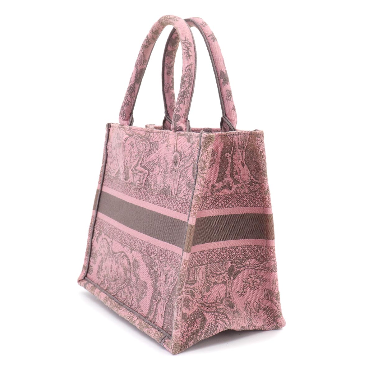 Toile De Jouy Book Tote Small Bag Canvas Pink Gray