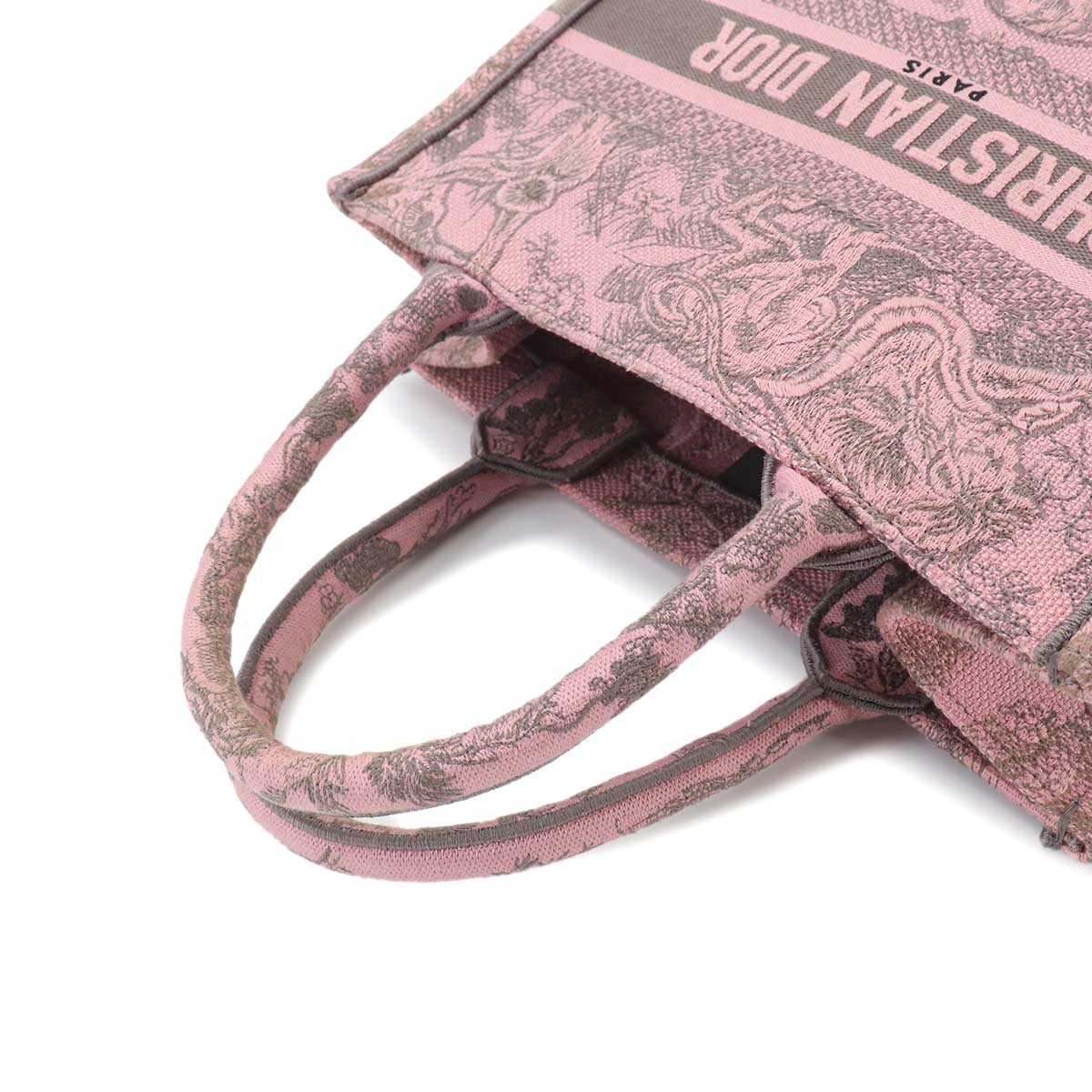 Toile De Jouy Book Tote Small Bag Canvas Pink Gray