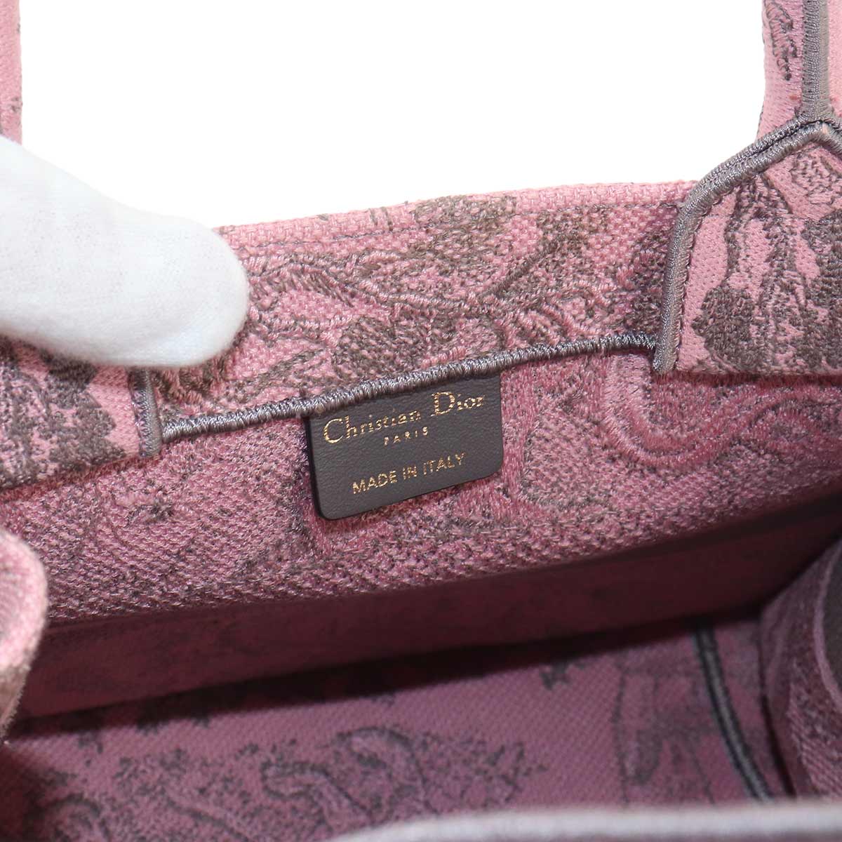Toile De Jouy Book Tote Small Bag Canvas Pink Gray