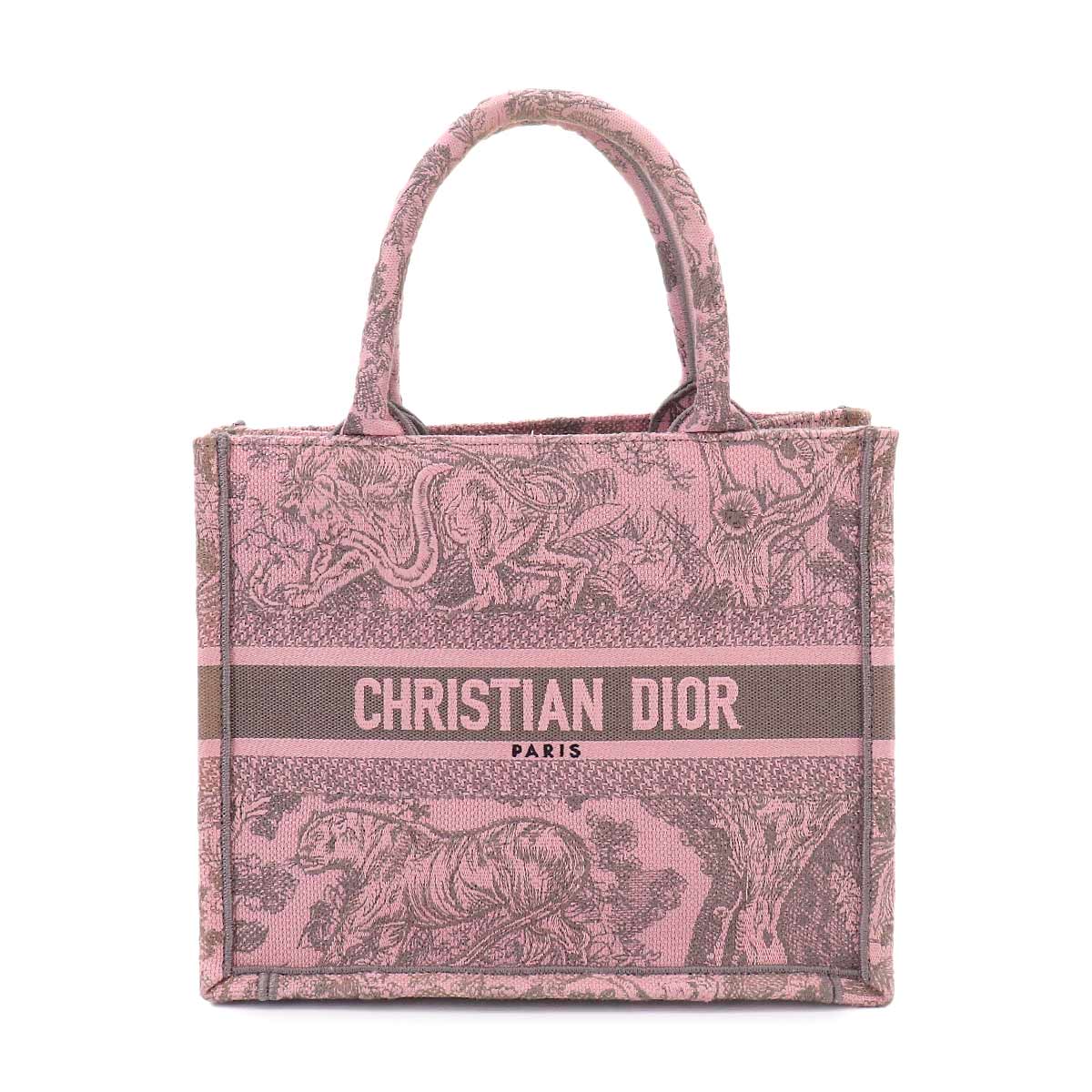 Toile De Jouy Book Tote Small Bag Canvas Pink Gray