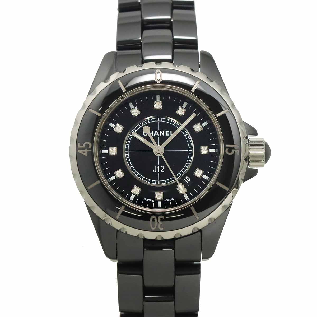 J12 H1625 12P Diamond Quartz Black Dial Ladies Watch