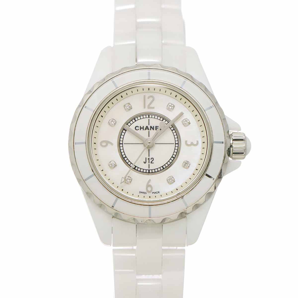 J12 H2570 29mm 8P Diamond Quartz White Shell Dial Ladies Watch