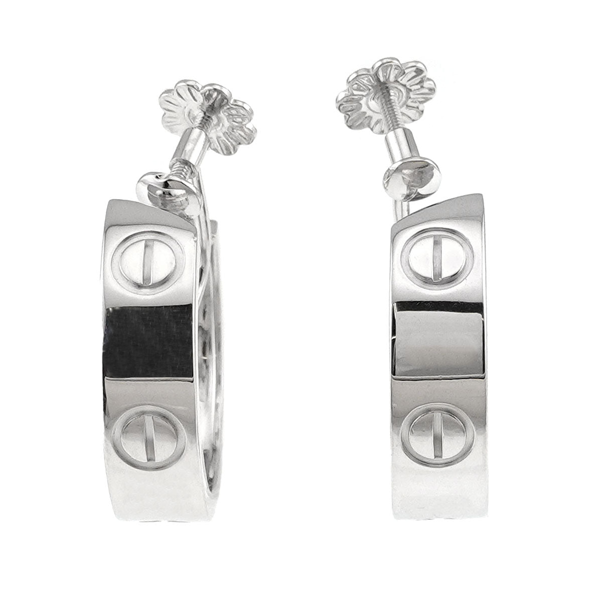 Love Hoop Earrings Clip on 18K White Gold 750