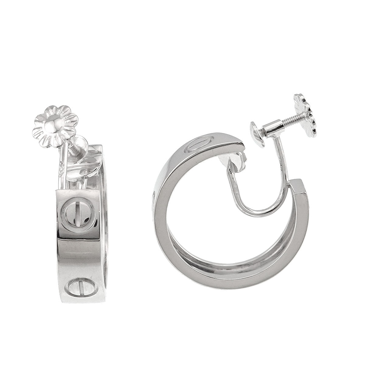 Love Hoop Earrings Clip on 18K White Gold 750
