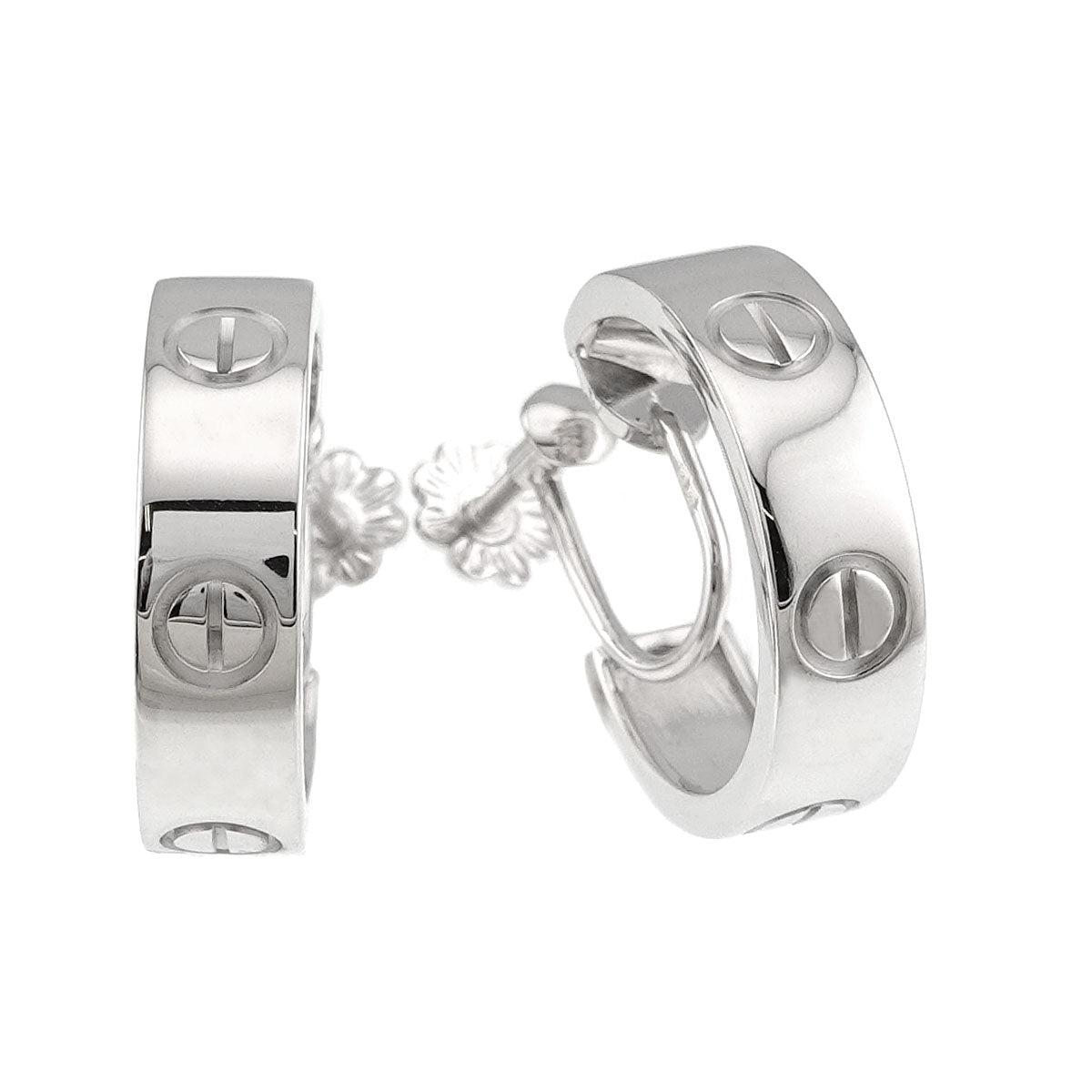 Love Hoop Earrings Clip on 18K White Gold 750
