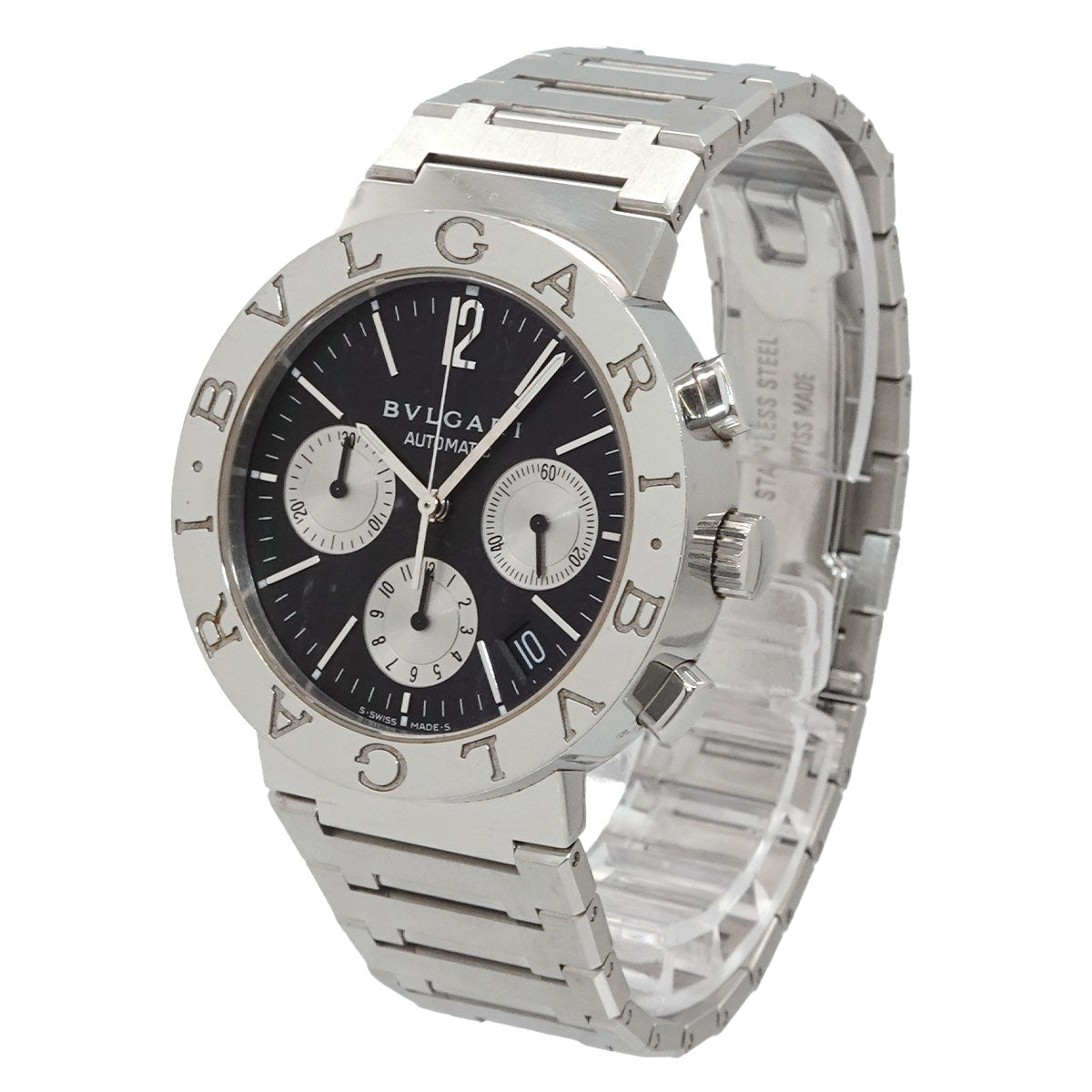 BVLGARIBVLGARI BB38SSCH Chronograph Date Black Dial Mens