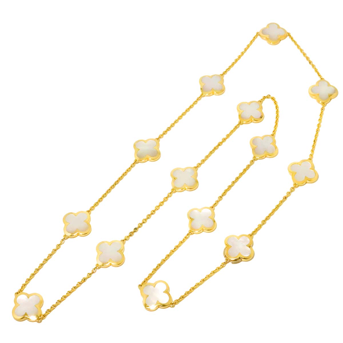 Pure Alhambra MOP 14P Necklace 18K YG 750