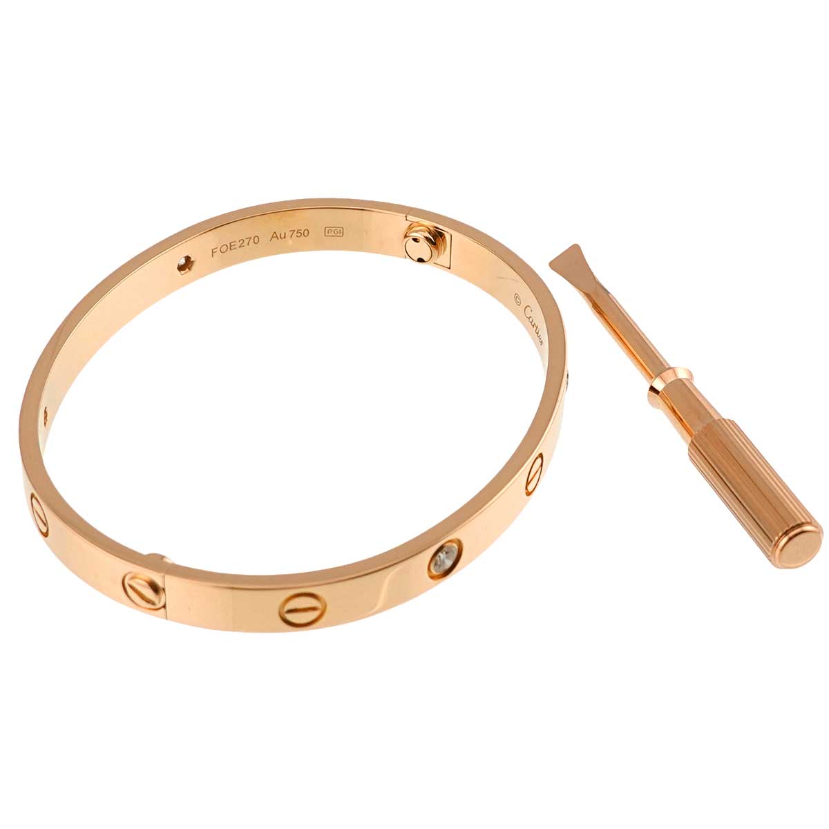 Love Bracelet Bangle Diamond 4P 18K Pink Gold 750 Size17