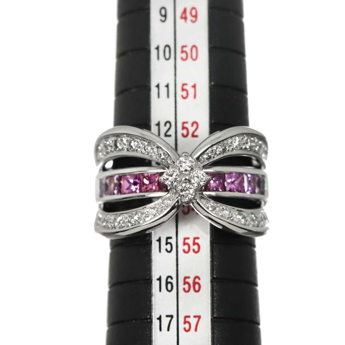 Sapphire 1.22ct Diamond 0.46ct Ring 18K WG 750 Size 6.5-6.75(US)