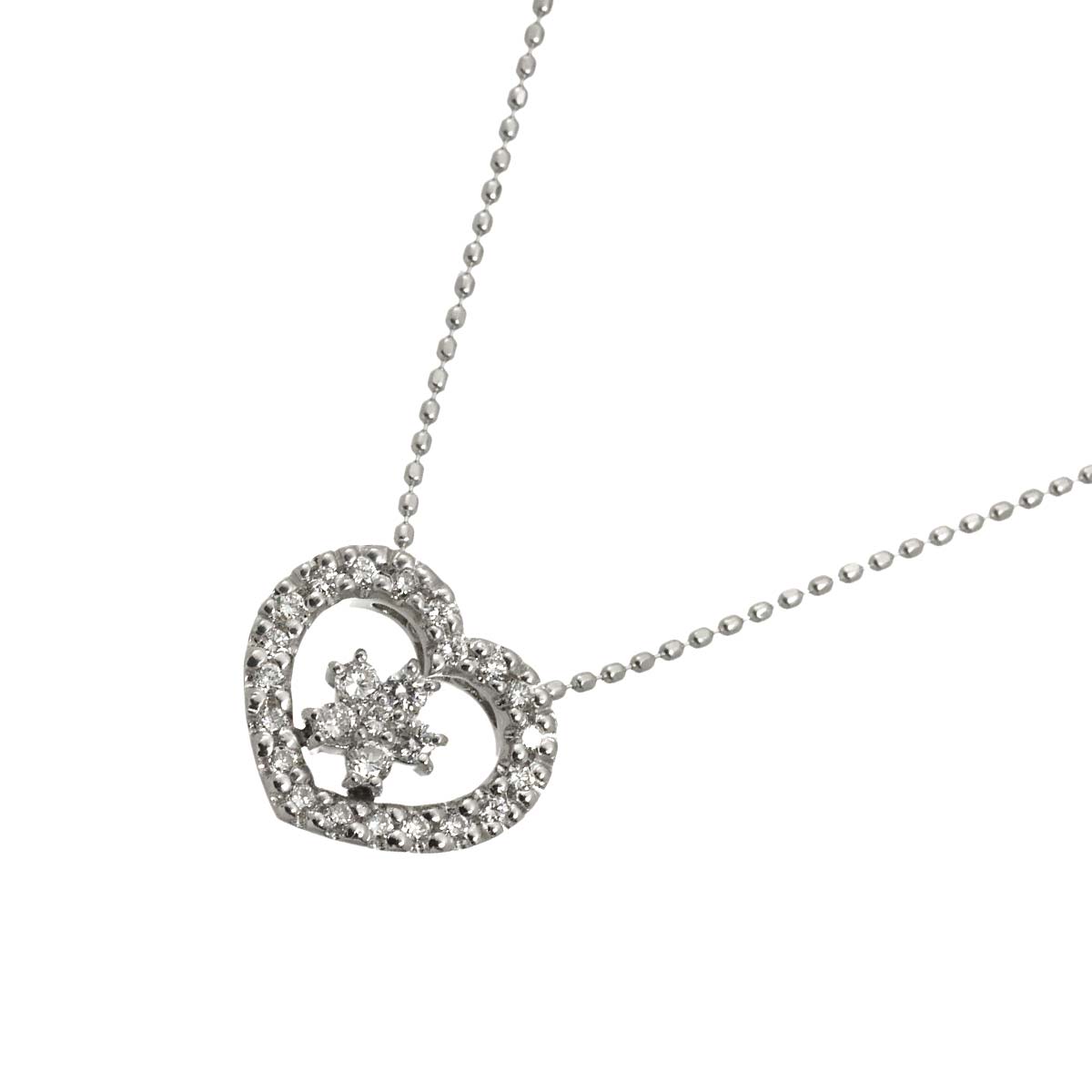 Diamond 0.25ct Heart Necklace 18K White Gold 750