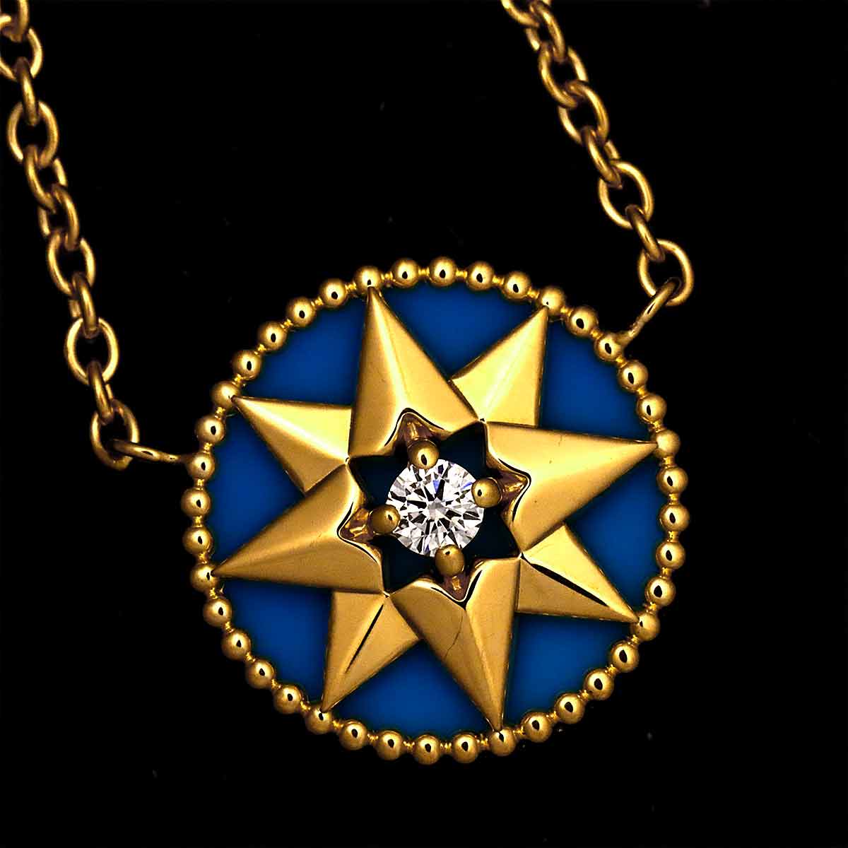 Turquoise Diamond Heart Necklace 18K YG 750