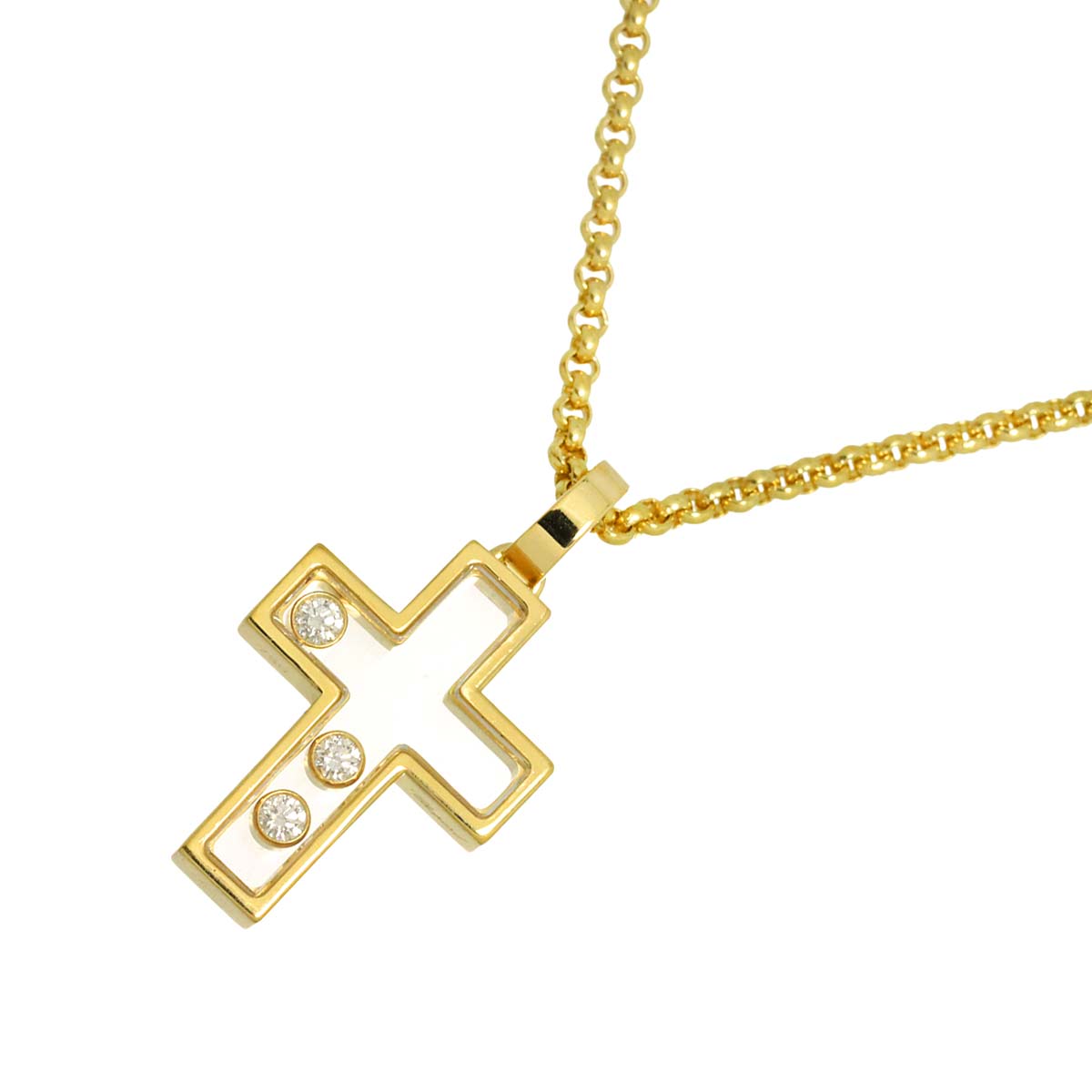 Happy Diamond cross Necklace 18K Yellow Gold 750