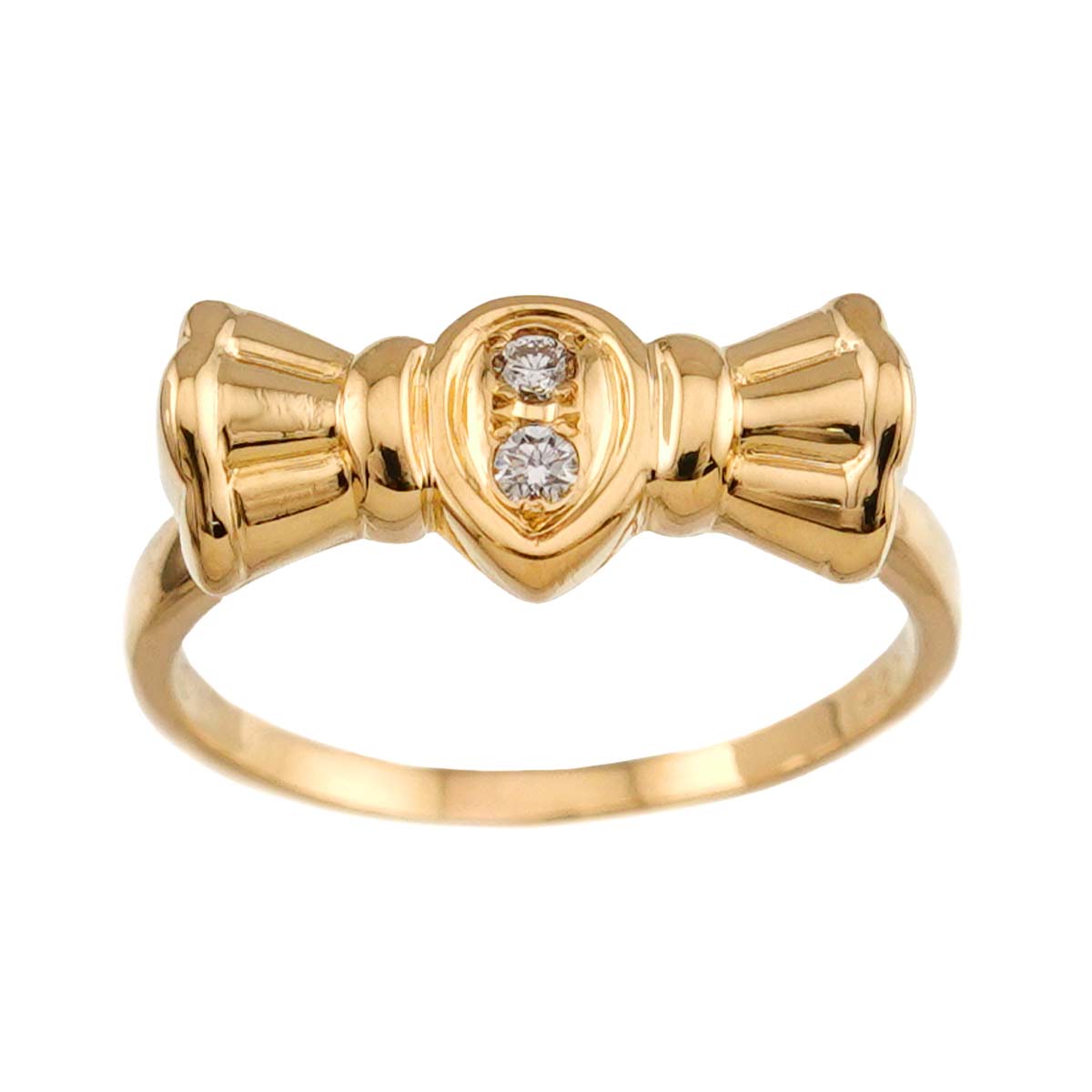 Diamond Ribbon Ring 18K YG 750 size6.25-6.5(US)