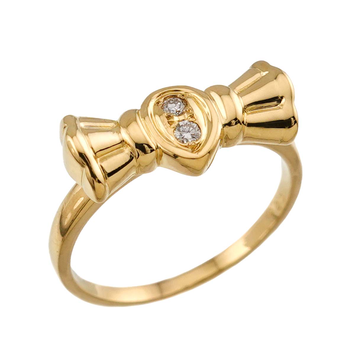 Diamond Ribbon Ring 18K YG 750 size6.25-6.5(US)