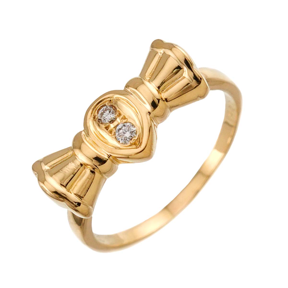 Diamond Ribbon Ring 18K YG 750 size6.25-6.5(US)