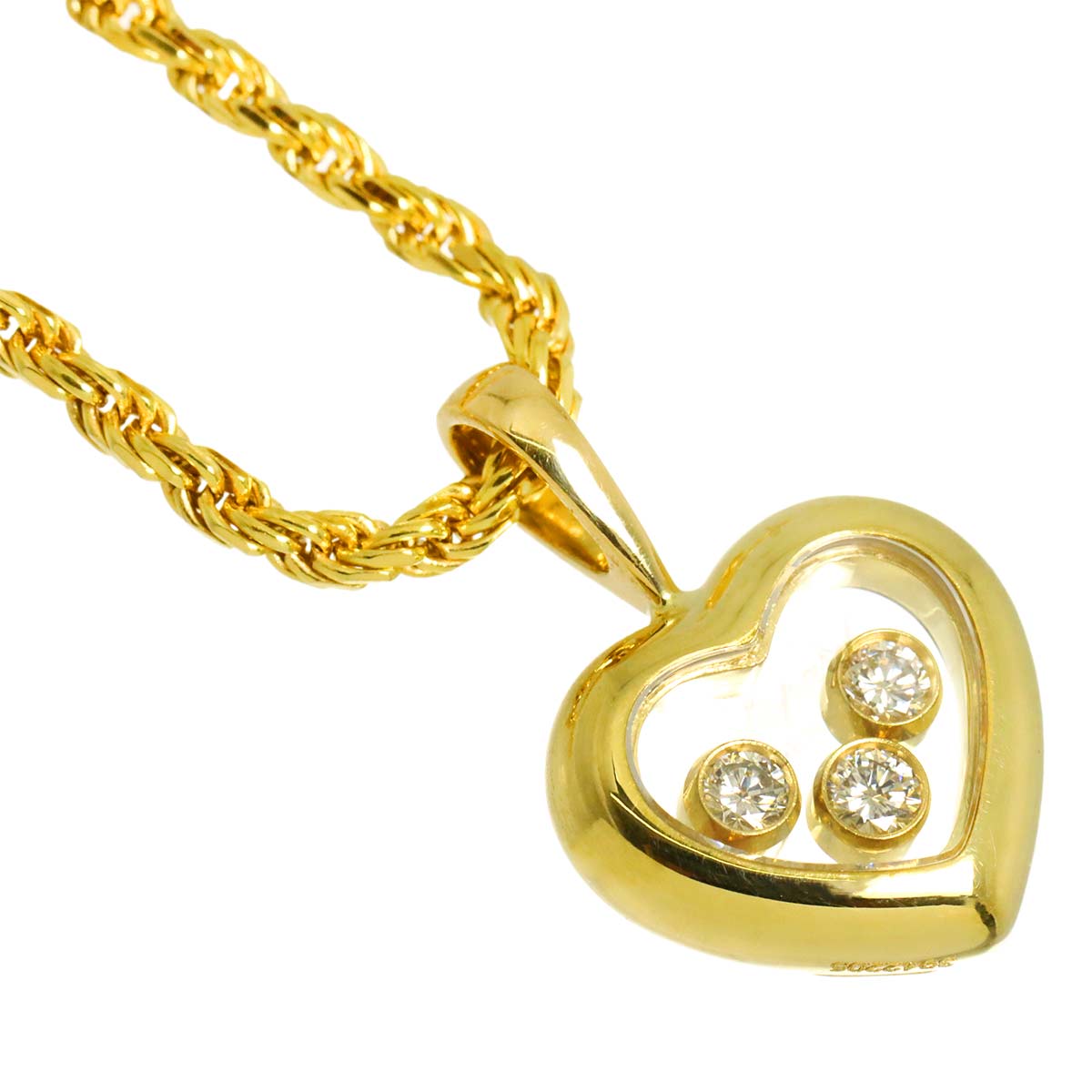 Happy Diamond Heart Necklace 18K Yellow Gold 750