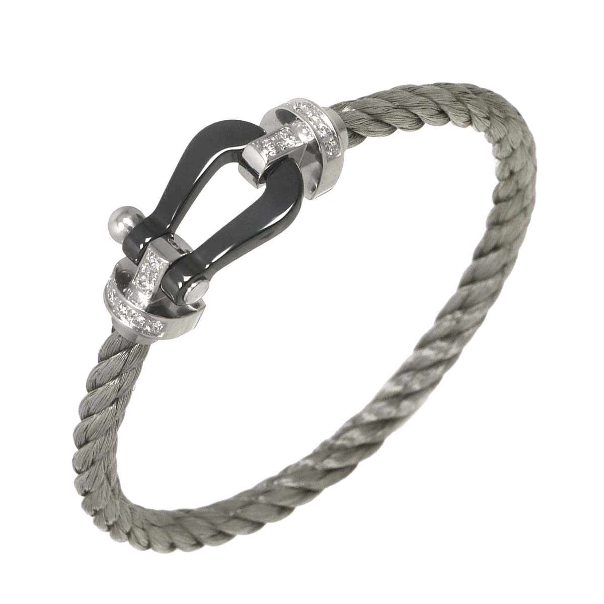 Force 10 LM Diamond Bracelet Ceramic 18K WG 750 Steel size16