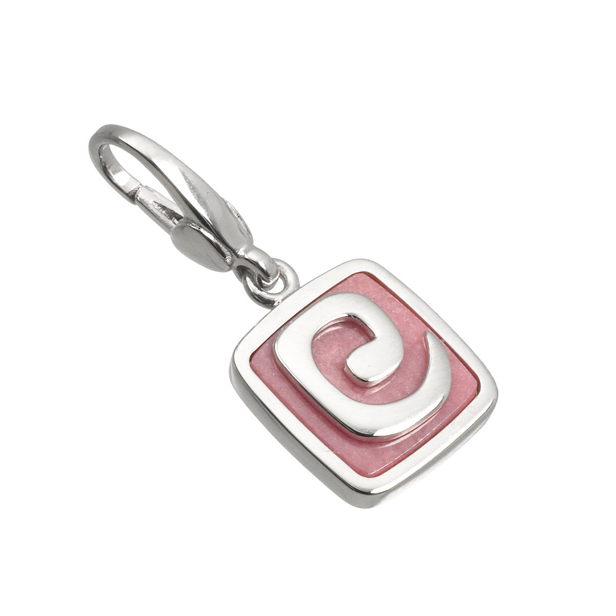 Rhodochrosite Pendant Top Charm 18K White Gold 750