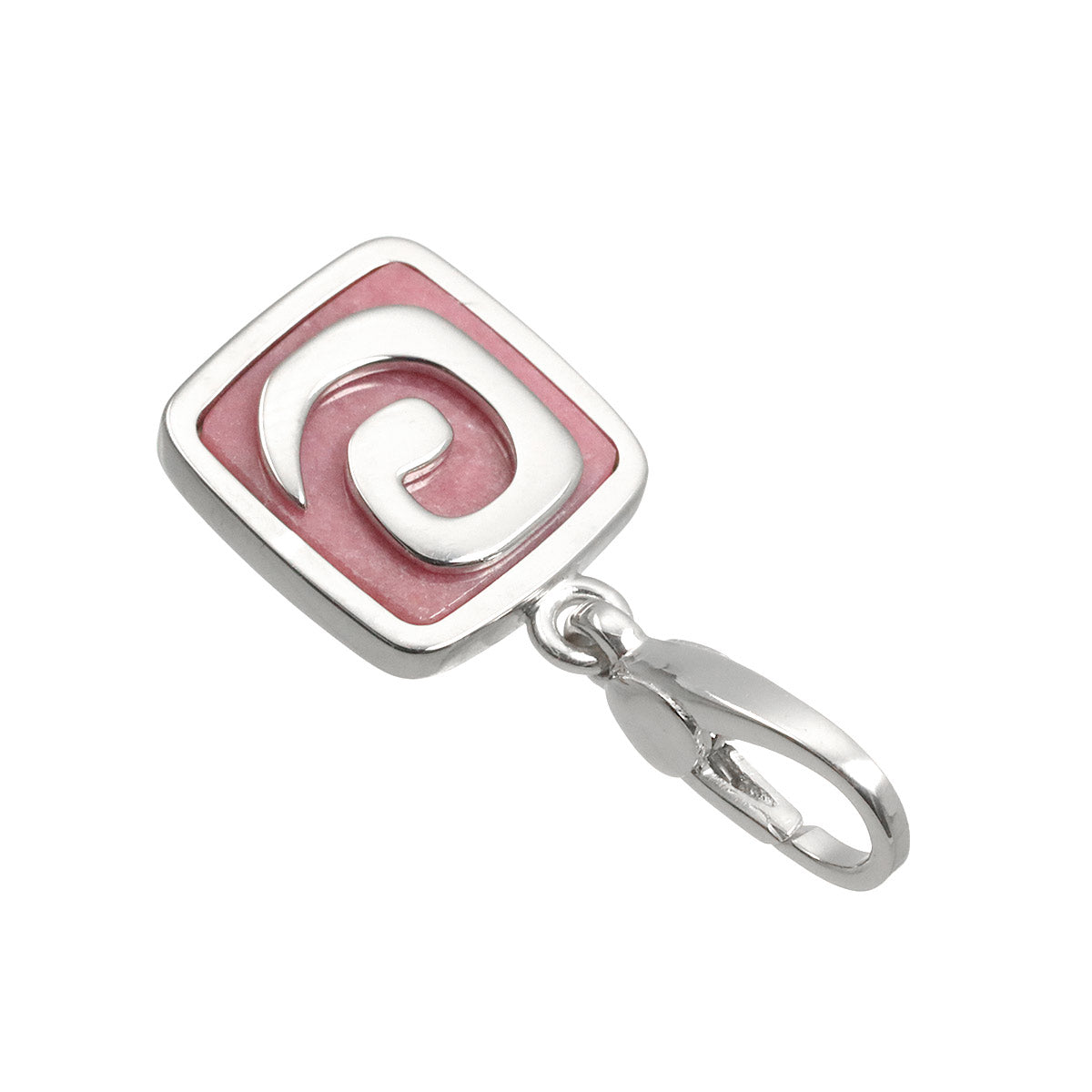 Rhodochrosite Pendant Top Charm 18K White Gold 750