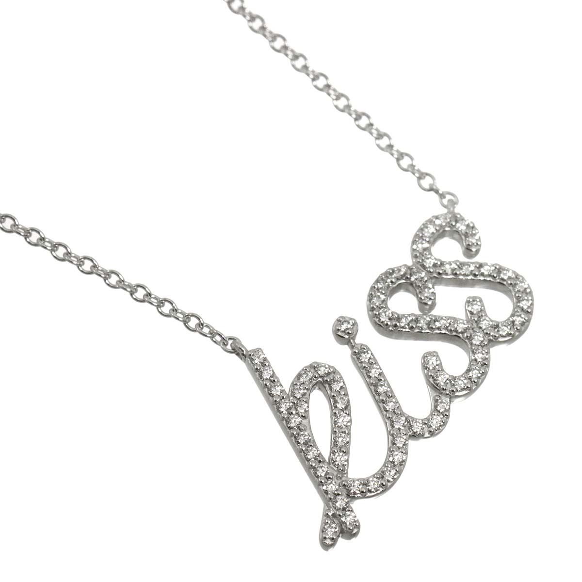 Graffiti Kiss Diamond Necklace 18K White Gold 750