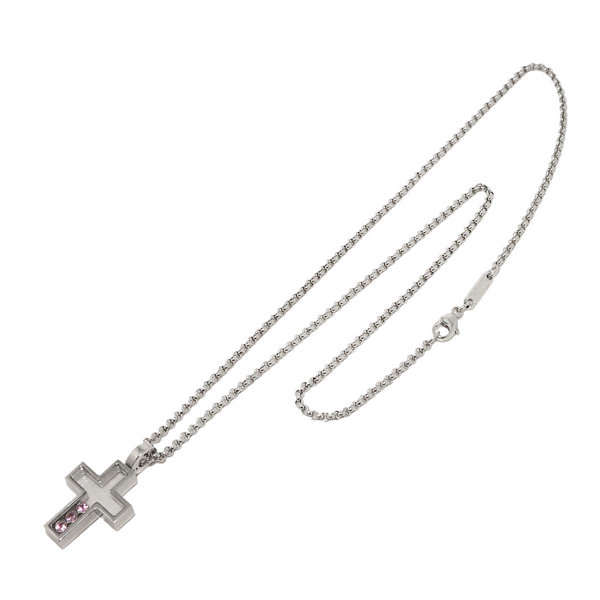 Happy Diamond Sapphire Cross Necklace 18K WG 750