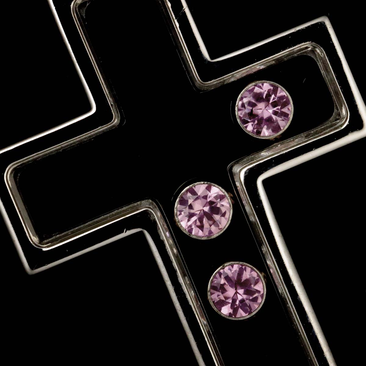 Happy Diamond Sapphire Cross Necklace 18K WG 750