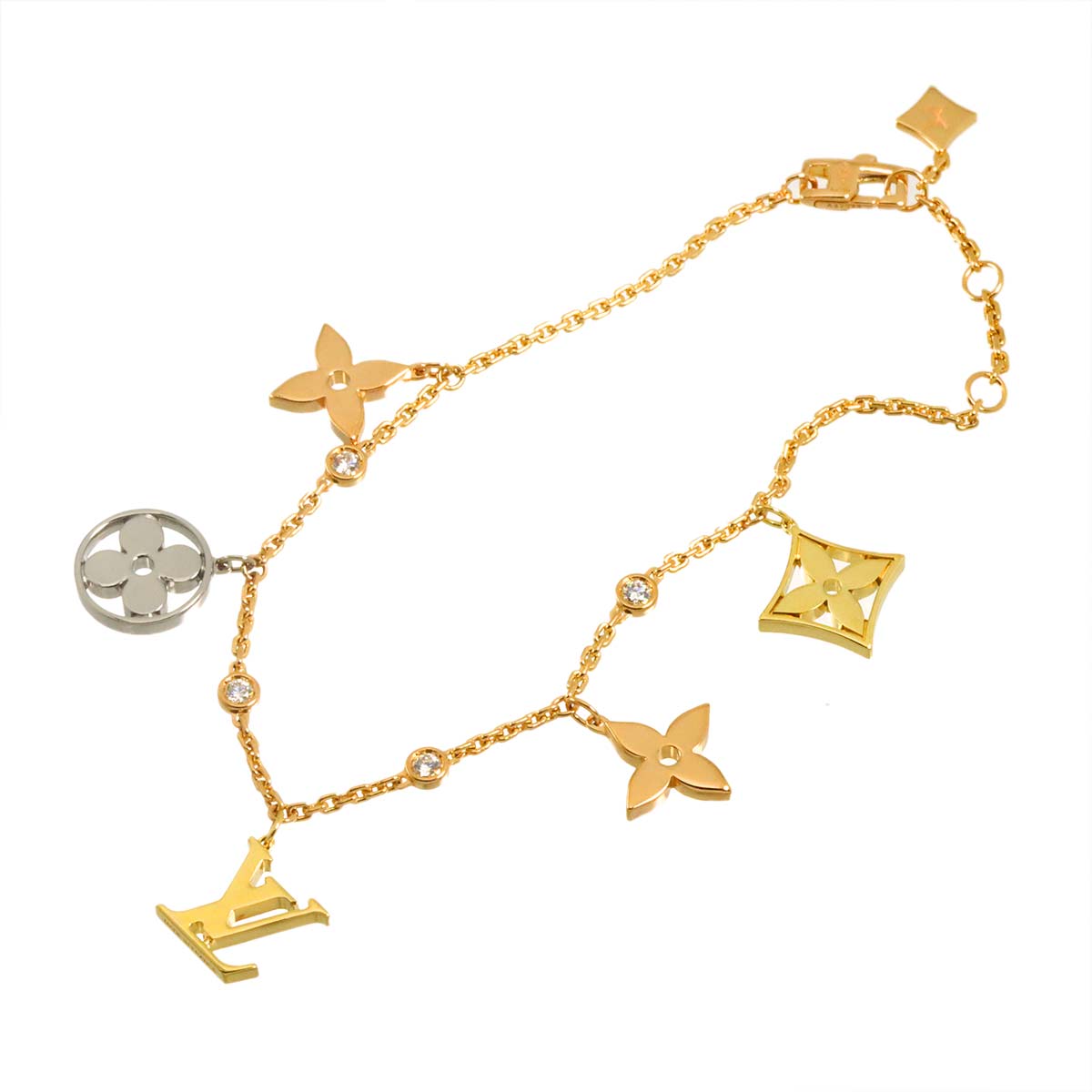 Monogram Diamond Bracelet 18K YG WG PG 750