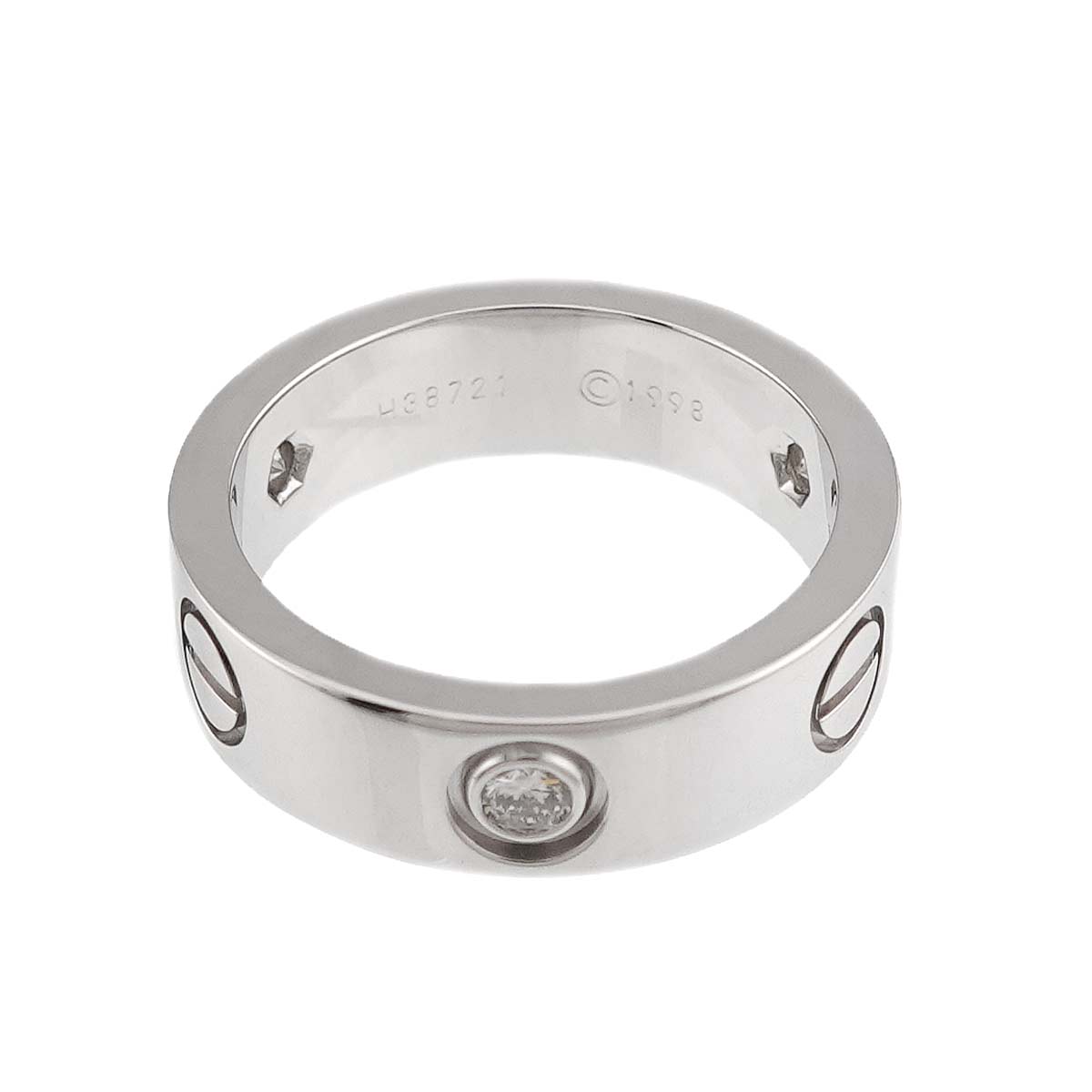 Love Ring Half Diamond 3P 18K White Gold 750 size51 5.5-5.75(US)