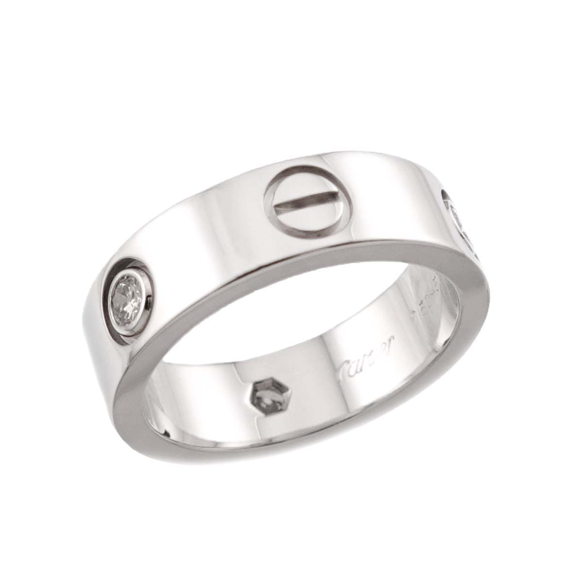 Love Ring Half Diamond 3P 18K White Gold 750 size51 5.5-5.75(US)