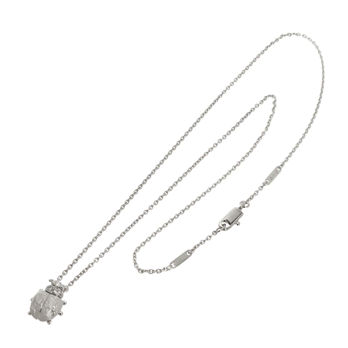 Diamond Scarab motif Necklace 18K WG 750