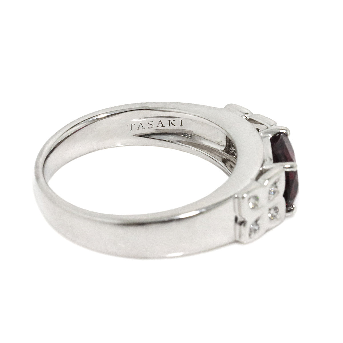 Garnet Diamond 0.07ct Ring 18K WG 750 size6.75-7.25(US)