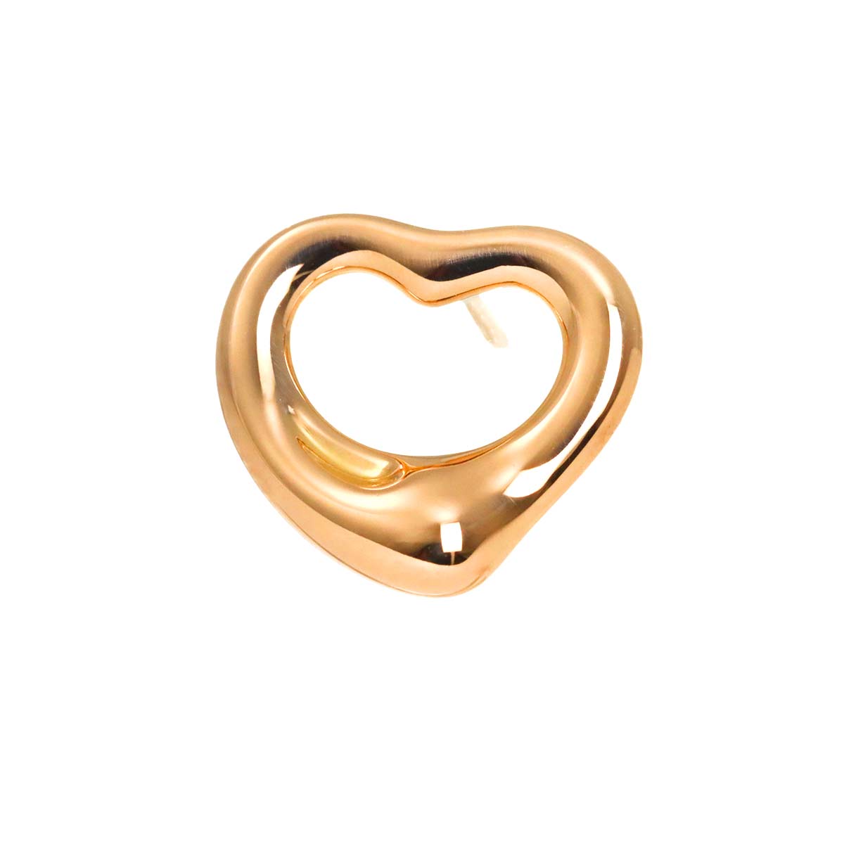 Open Heart Earring Pierced 18K PG 750 One Piece only