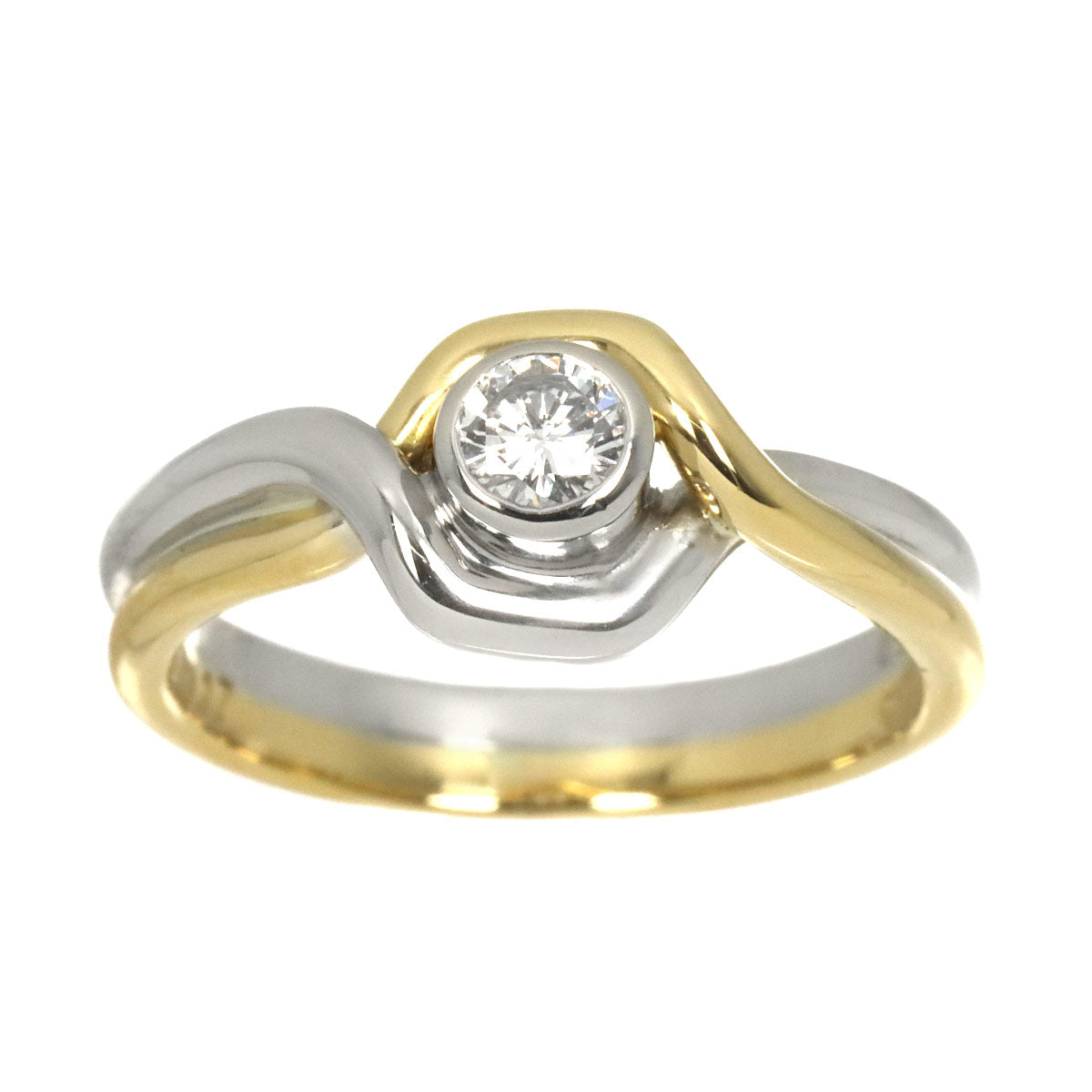 Diamond 0.17ct Ring Pt 18K YG 750 size5.25-5.5(US)