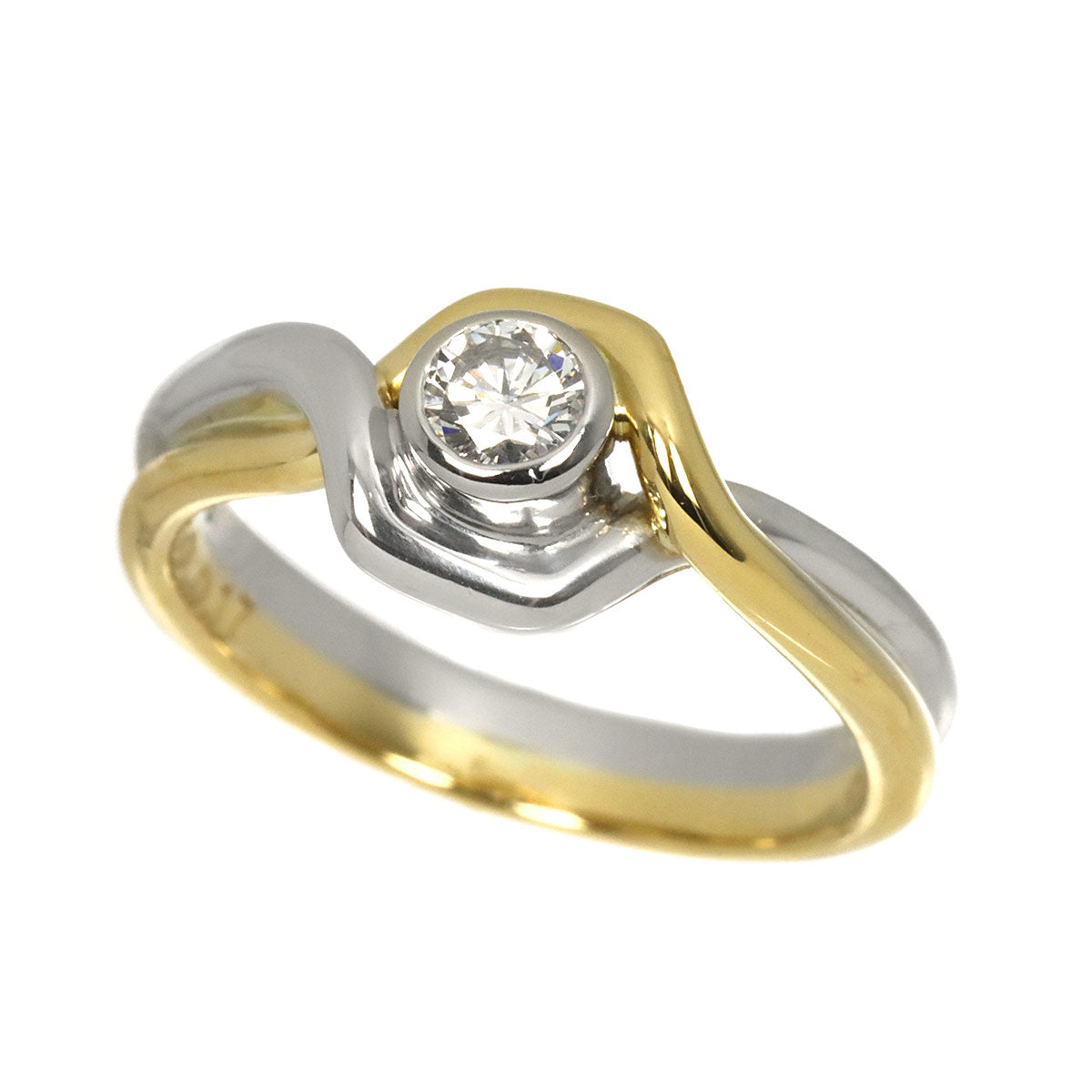 Diamond 0.17ct Ring Pt 18K YG 750 size5.25-5.5(US)