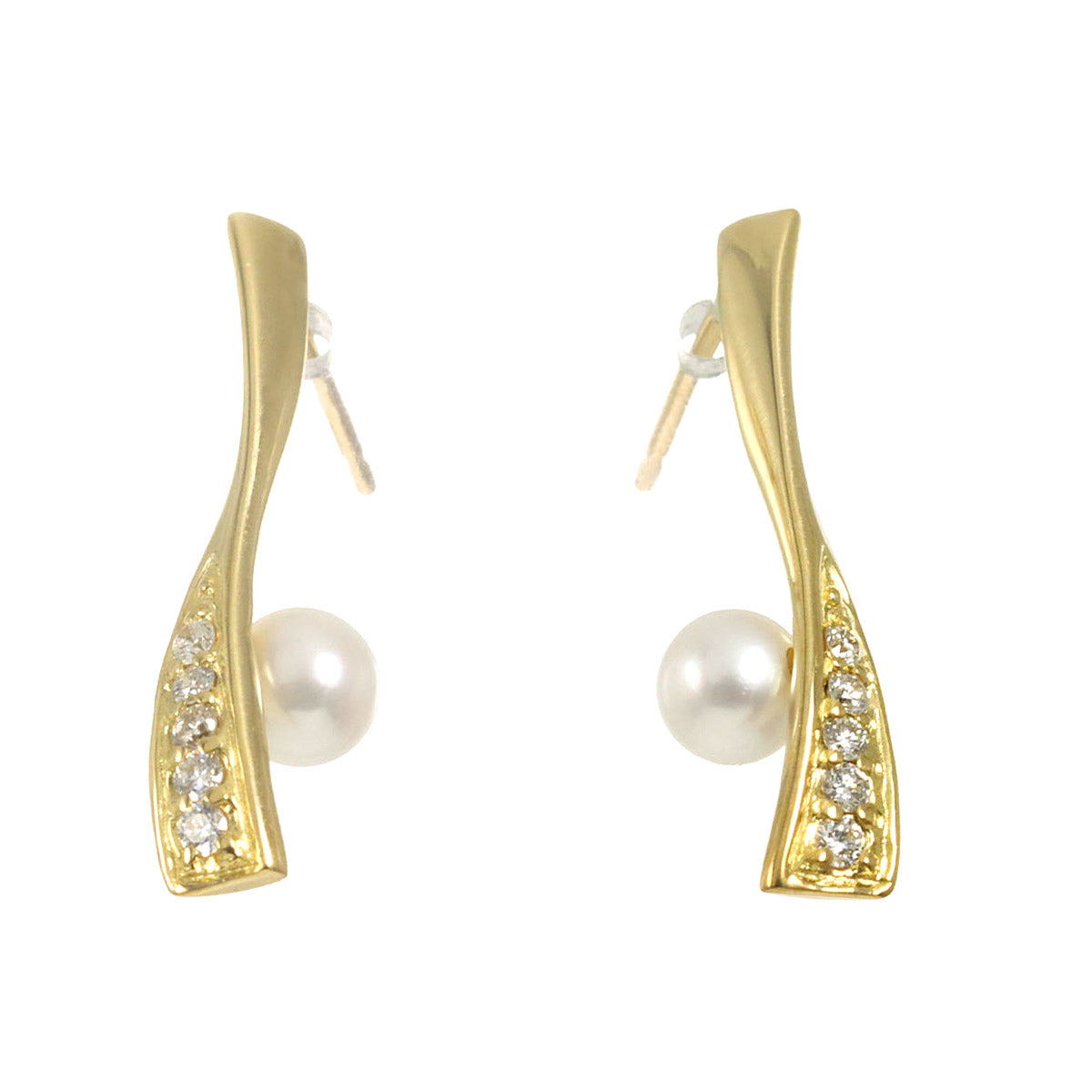 Diamond 0.04ctx2 Baby Pearl 3.9mm Earrings Pierced 18K 750