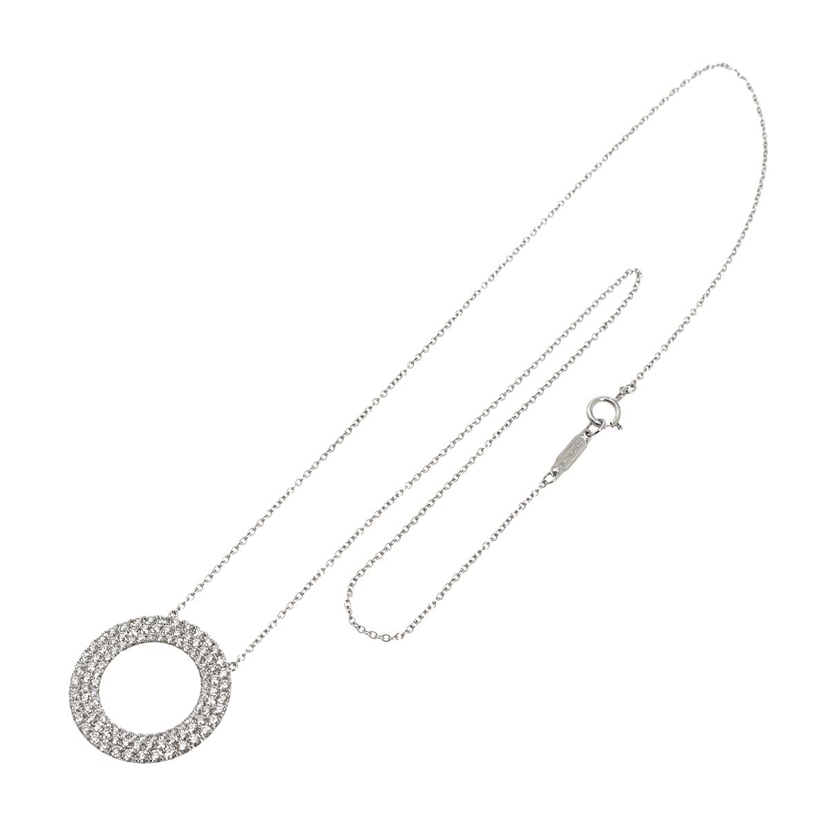 Metro Circle Diamond Necklace 18K White Gold 750