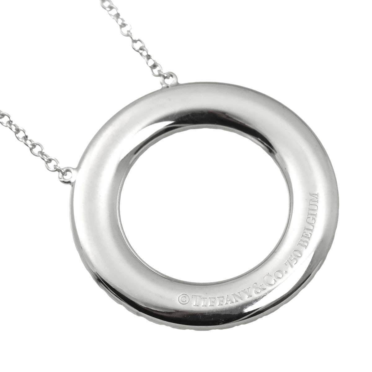 Metro Circle Diamond Necklace 18K White Gold 750