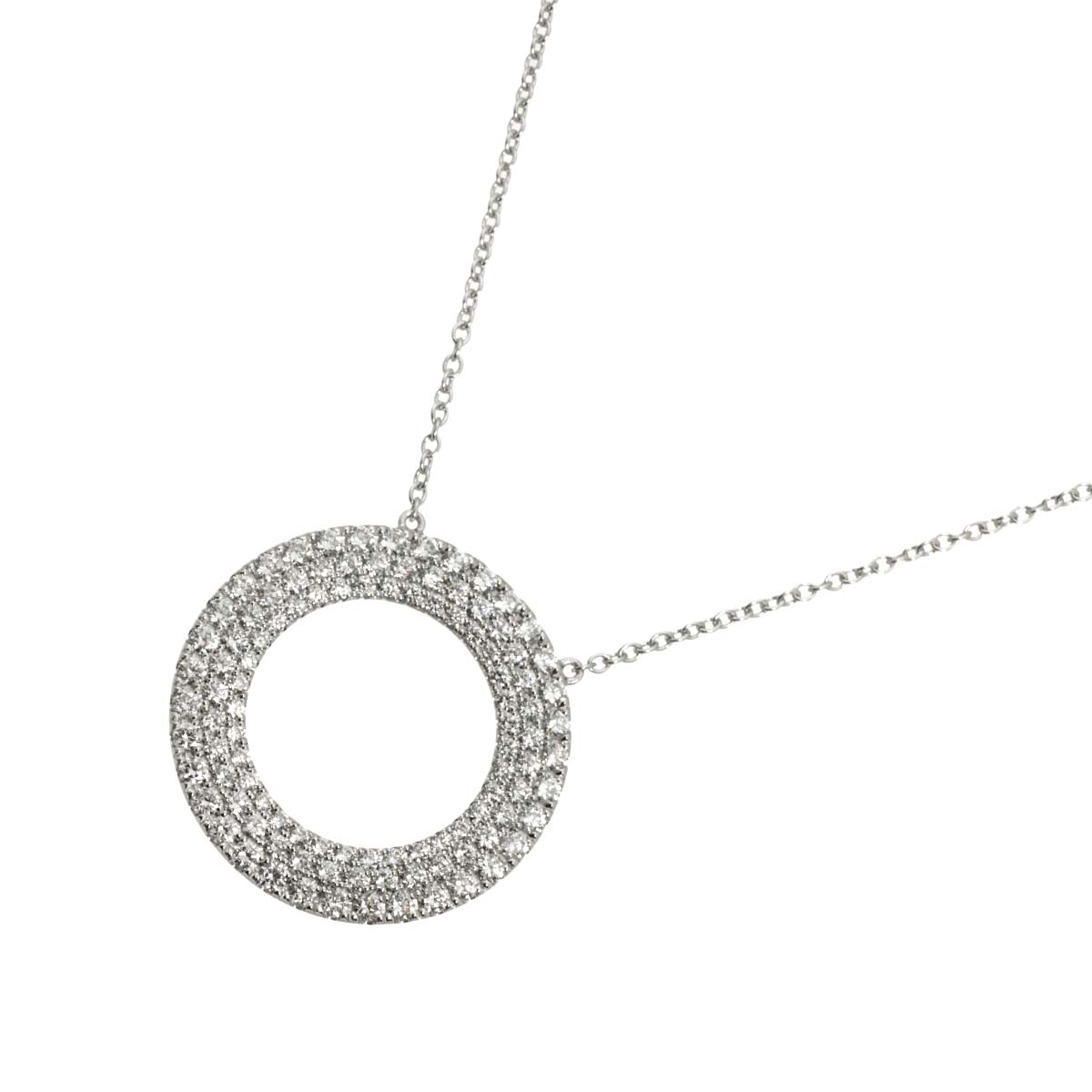 Metro Circle Diamond Necklace 18K White Gold 750