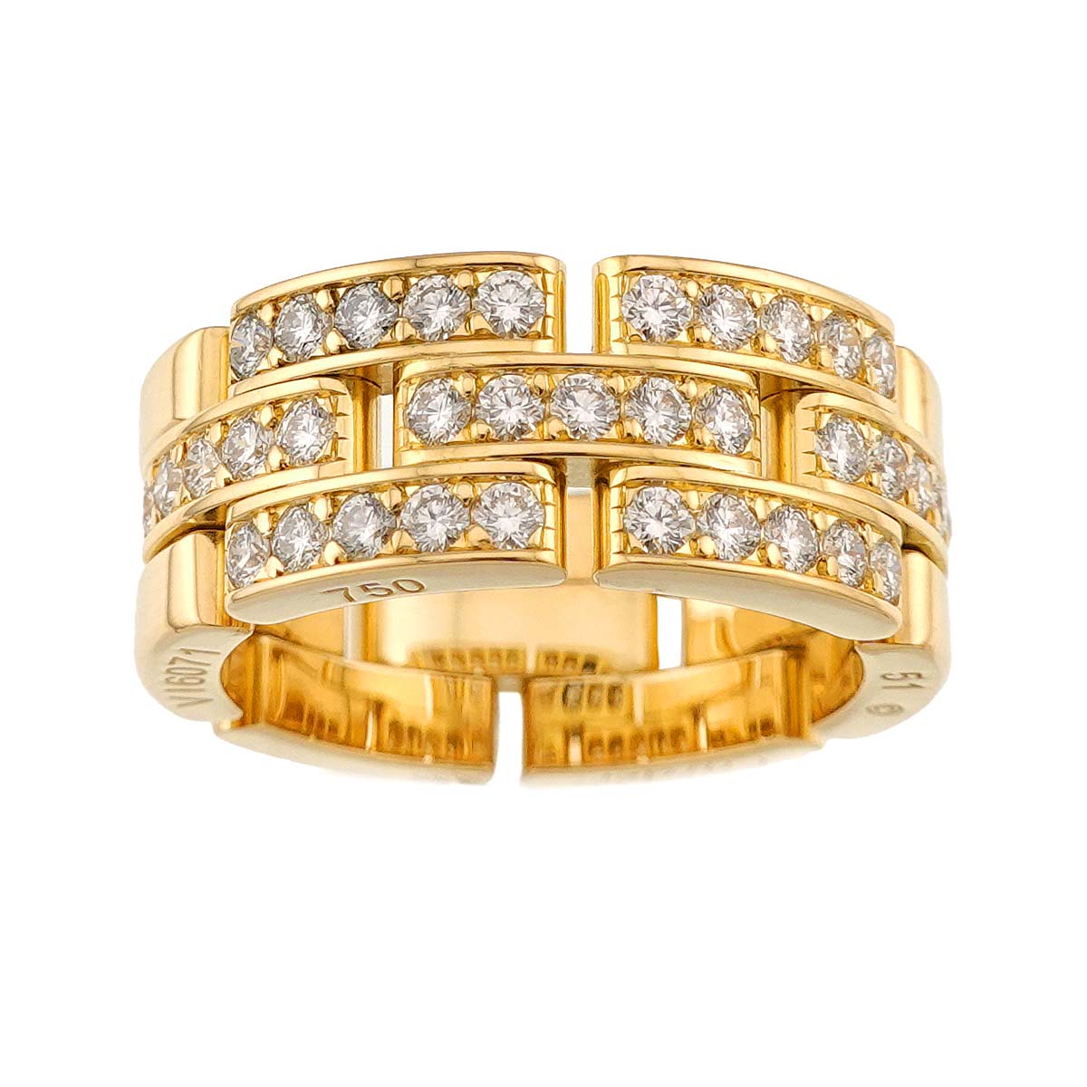Maillon Panthere Diamond Ring 18K YG 750 Size51 5.25(US)