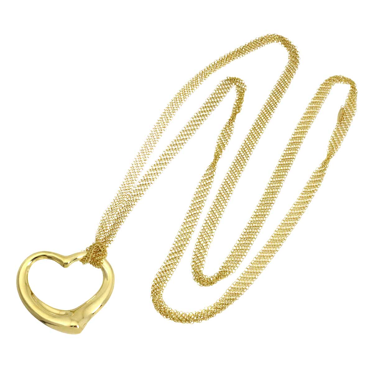 Open Heart Long Necklace 18K Yellow Gold 750