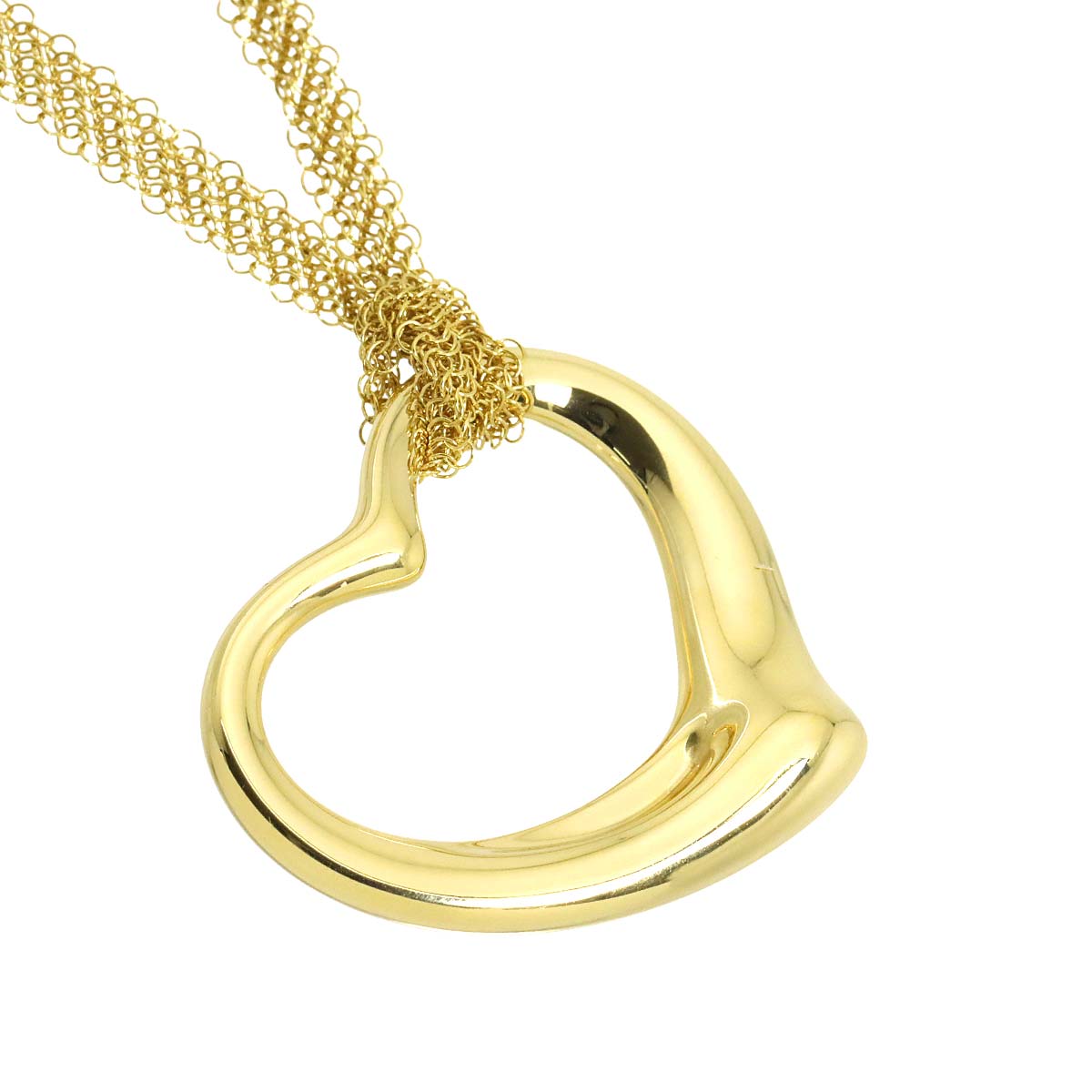Open Heart Long Necklace 18K Yellow Gold 750