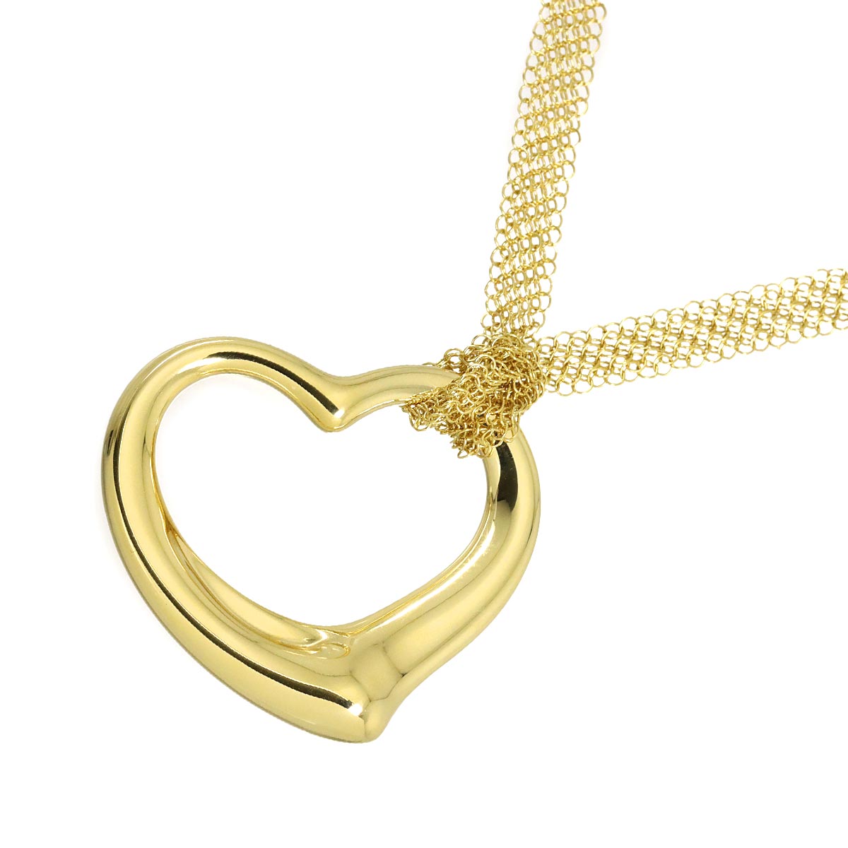 Open Heart Long Necklace 18K Yellow Gold 750