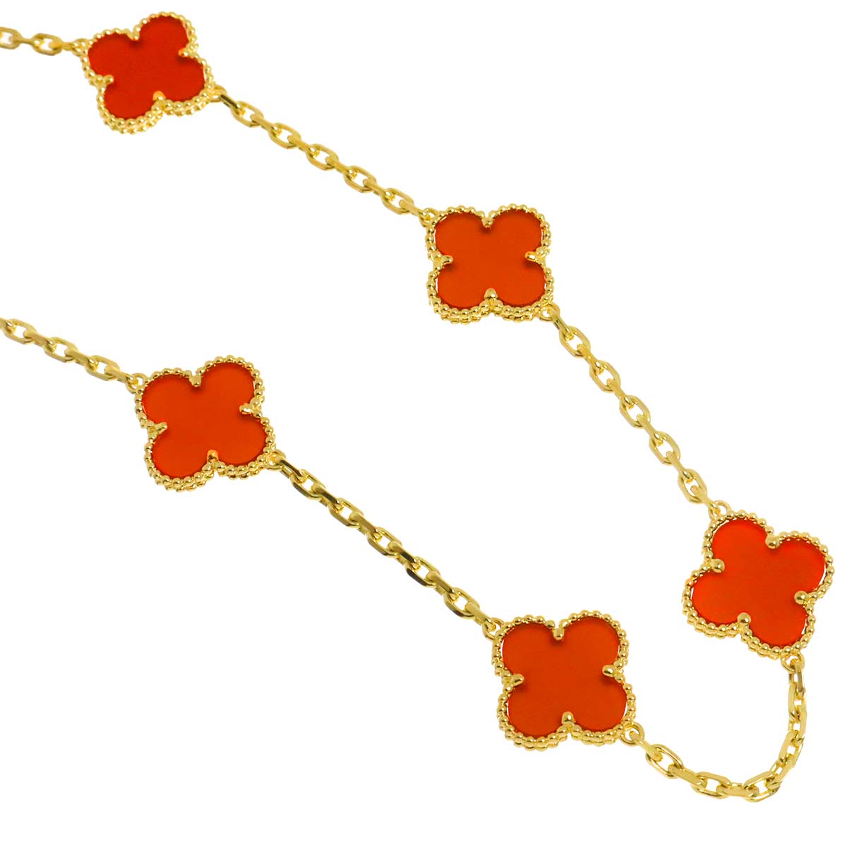 Vintage Alhambra Carnelian 10P Necklace 18K YG 750