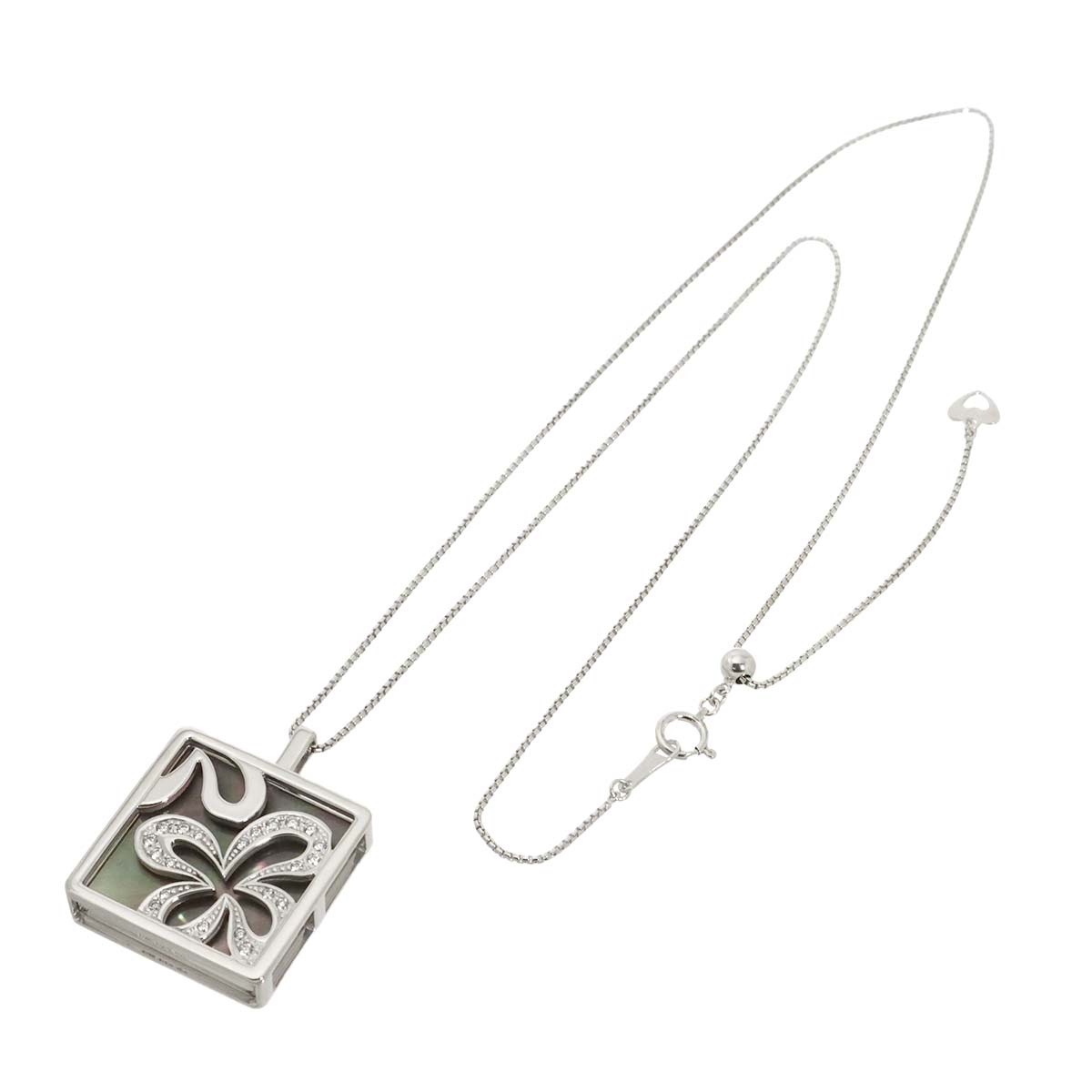 MOP Diamond Necklace 18K White Gold 750