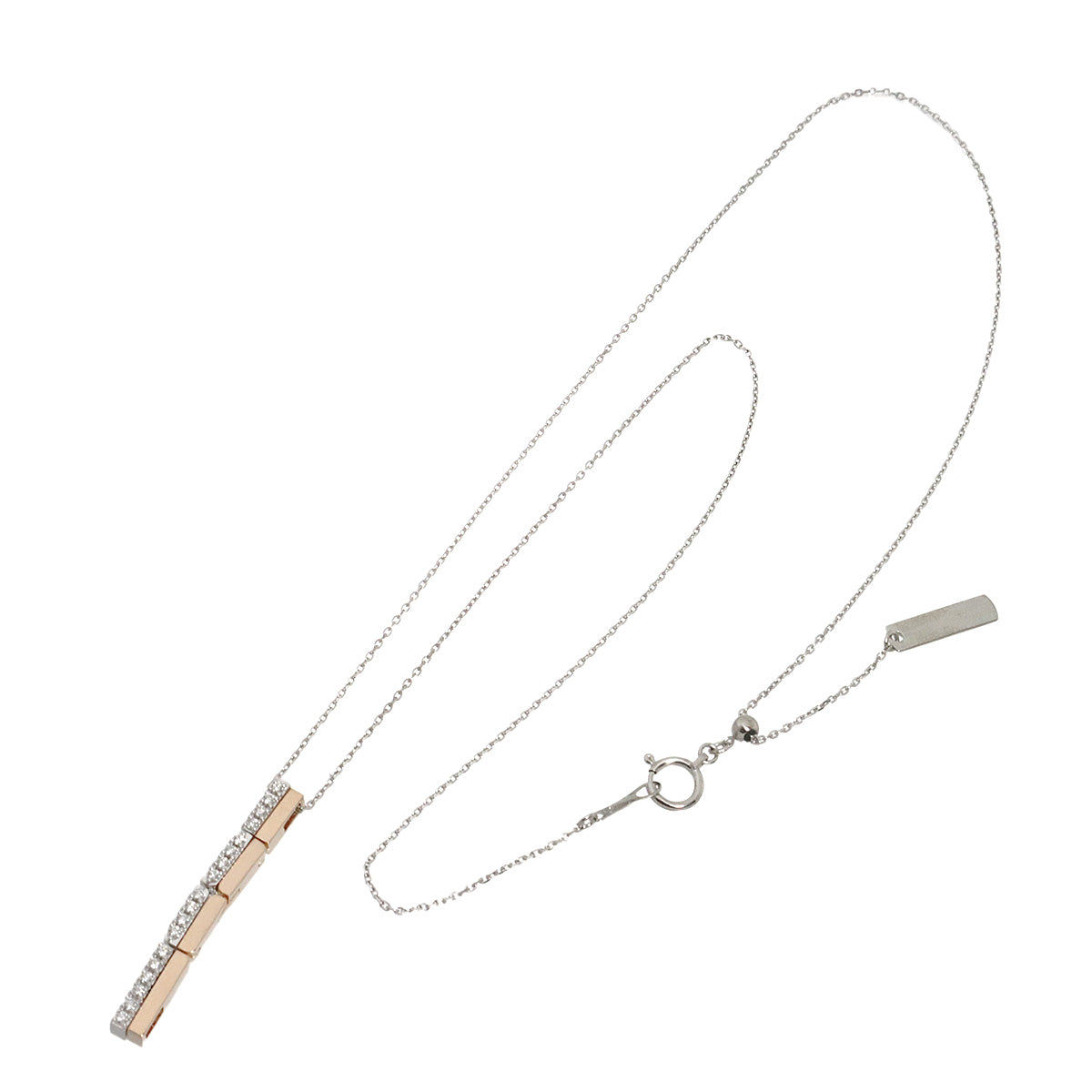 Diamond 0.14ct Necklace 18K White Pink Gold 750