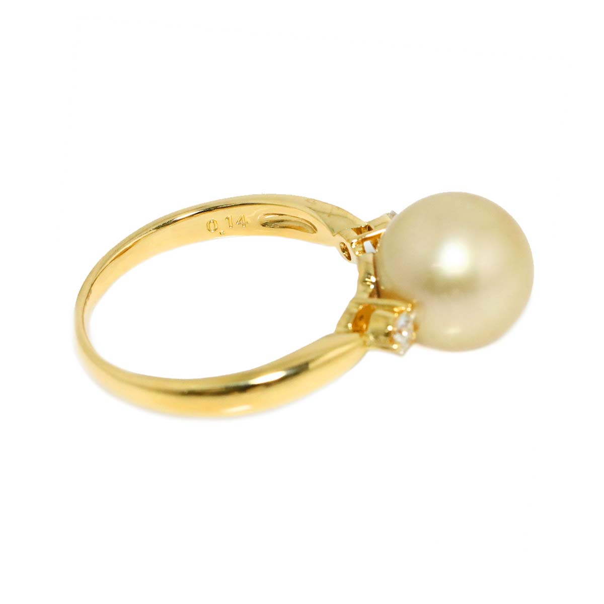 South Sea pearl Diamond 0.14ct Ring 18K YG 750 size7.5-7.75(US)