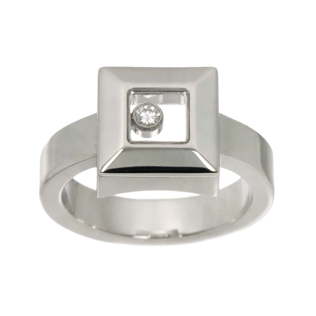 Happy Diamond Square Ring 18K White Gold 750 Size5.25(US)