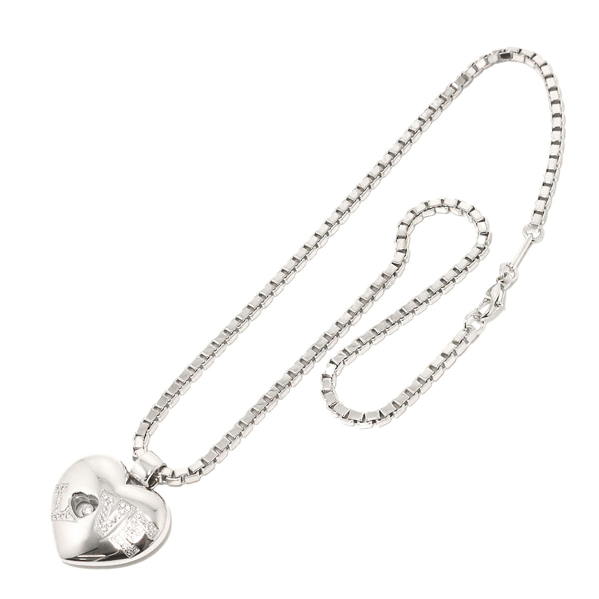 Happy Diamond Heart LOVE Diamond Necklace 18K WG 750