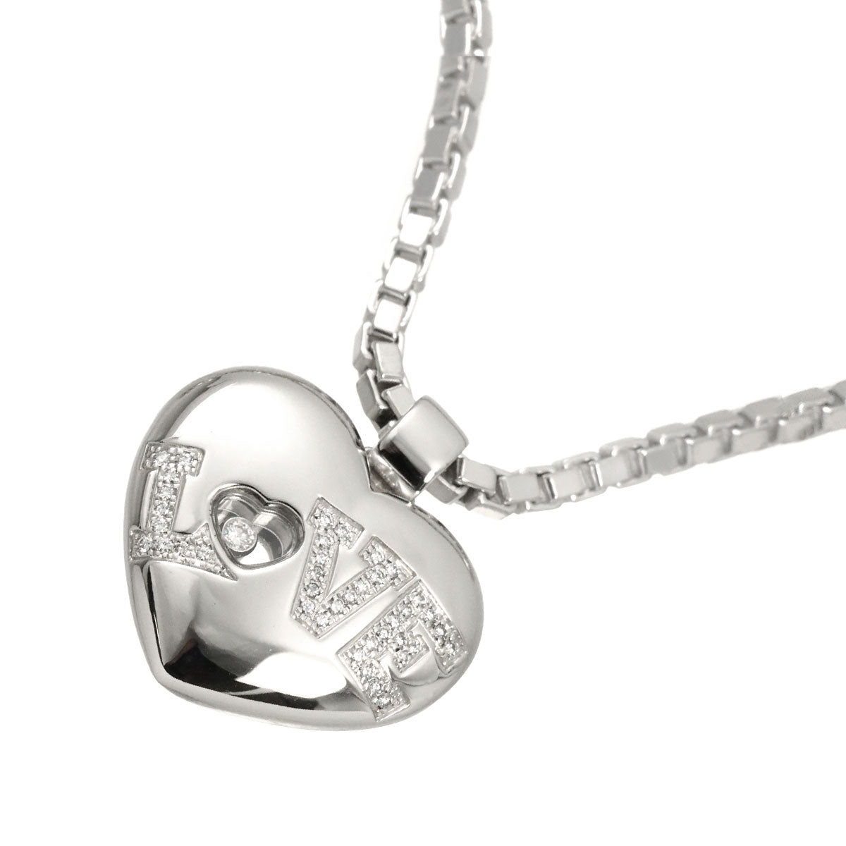 Happy Diamond Heart LOVE Diamond Necklace 18K WG 750